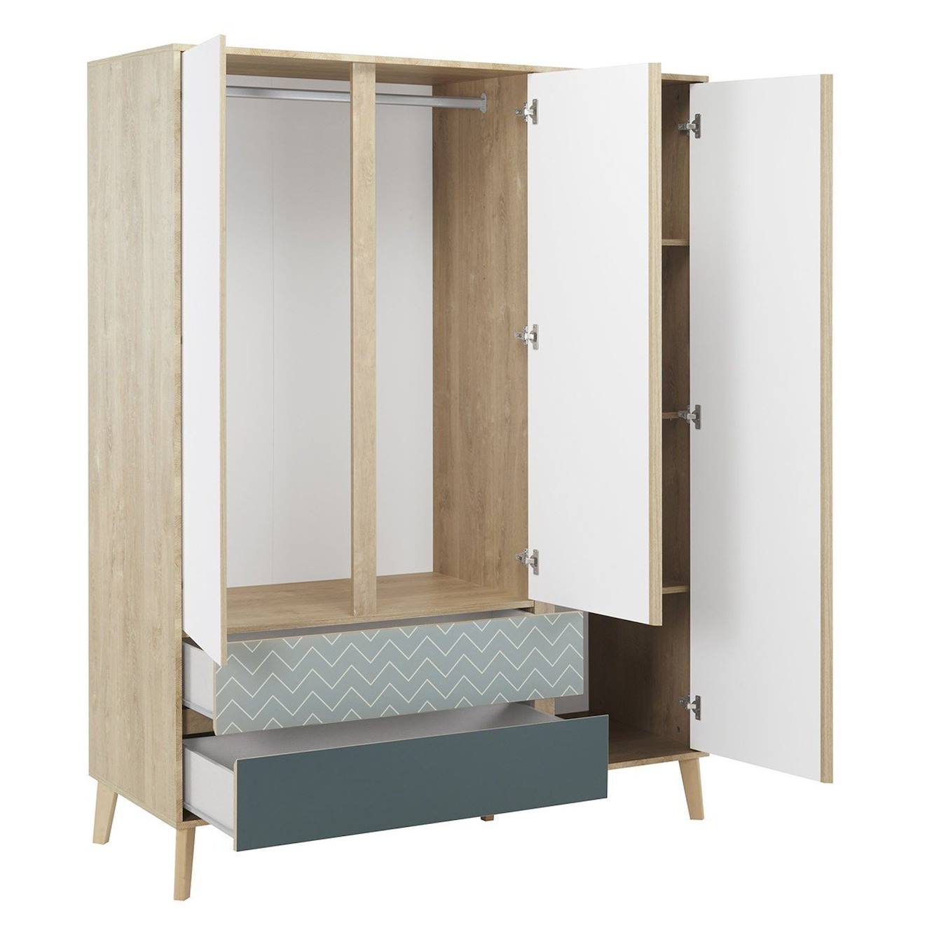 Armoire 3 Portes 2 Tiroirs Larvik Blanc