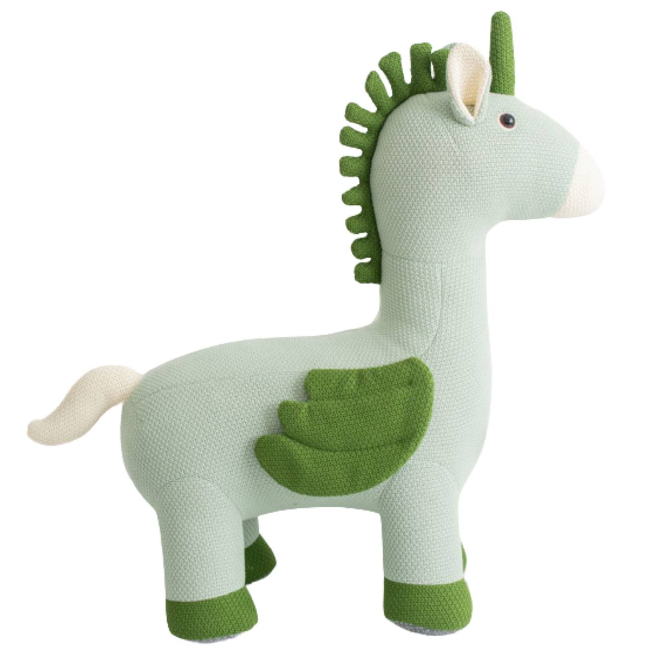Grande Peluche Siège D’appoint Licorne Ailée Light And Dark Green