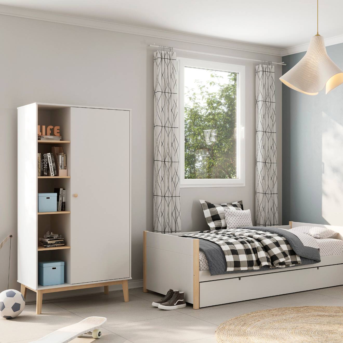 Armoire 5 Niches Et Penderie - Gamme Simon Blanc