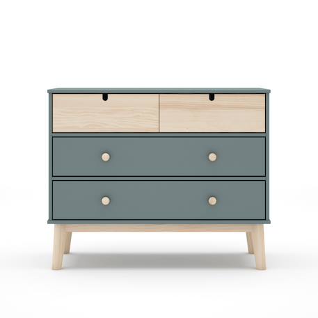 Commode 4 tiroirs gain de place - gamme léonie Vert kaki 2 - vertbaudet enfant 