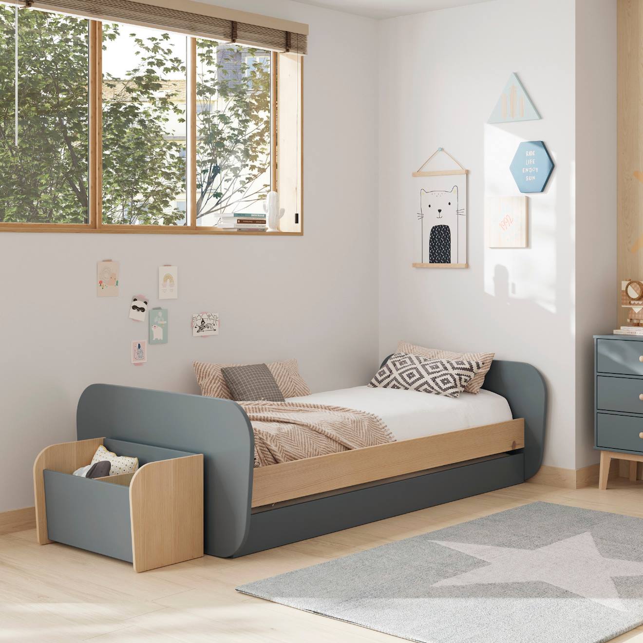 Coffre À Jouets 2 Niches - Gamme Simon Vert Kaki