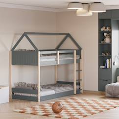 Lit mezzanine pour enfant - 90x200 cm - avec bureau et grand espace de rangement - Blanc (sans