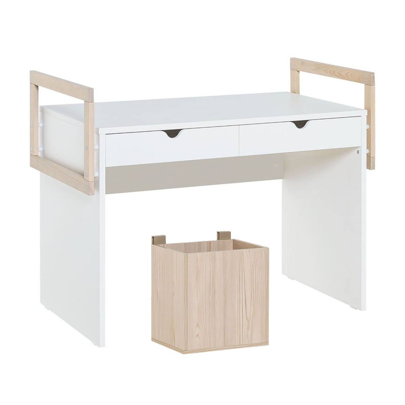 Bureau 2 Tiroirs Avec Cube Stige Blanc