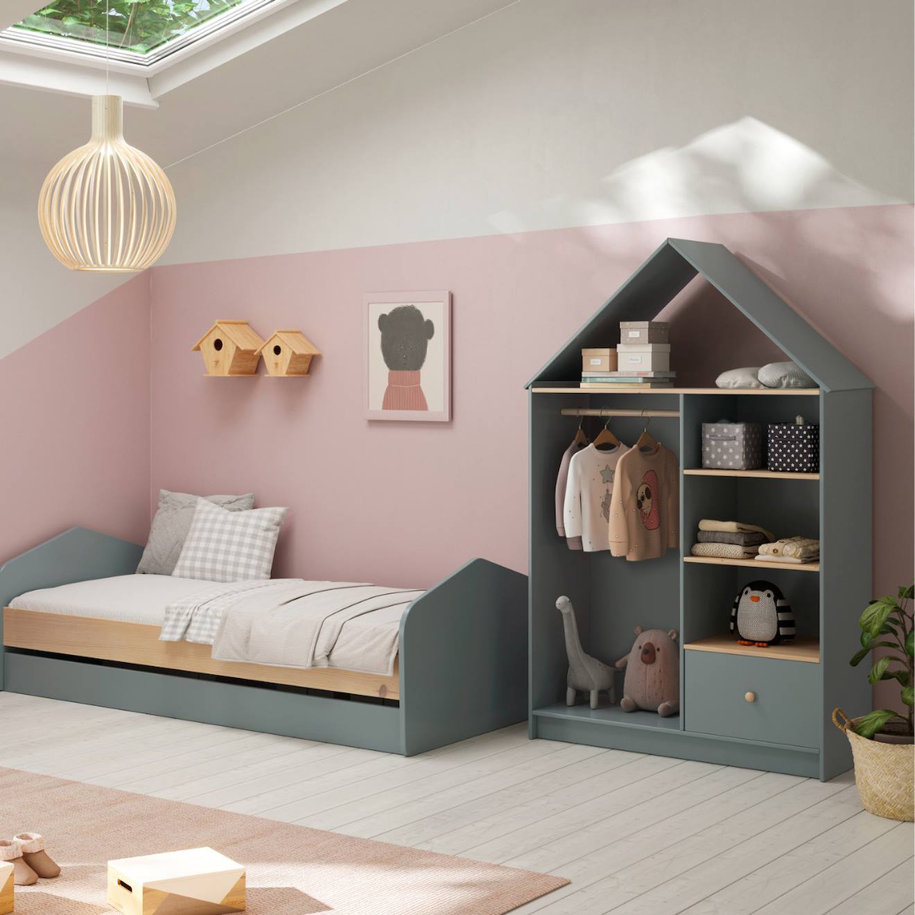 Dressing Ouvert Forme Maison - Gamme Léonie Vert Kaki