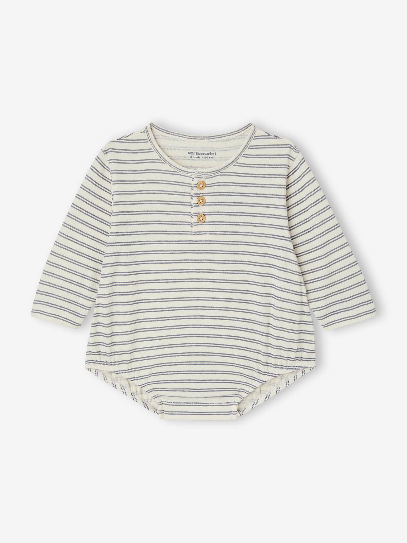Body bébé garçon rayé écru