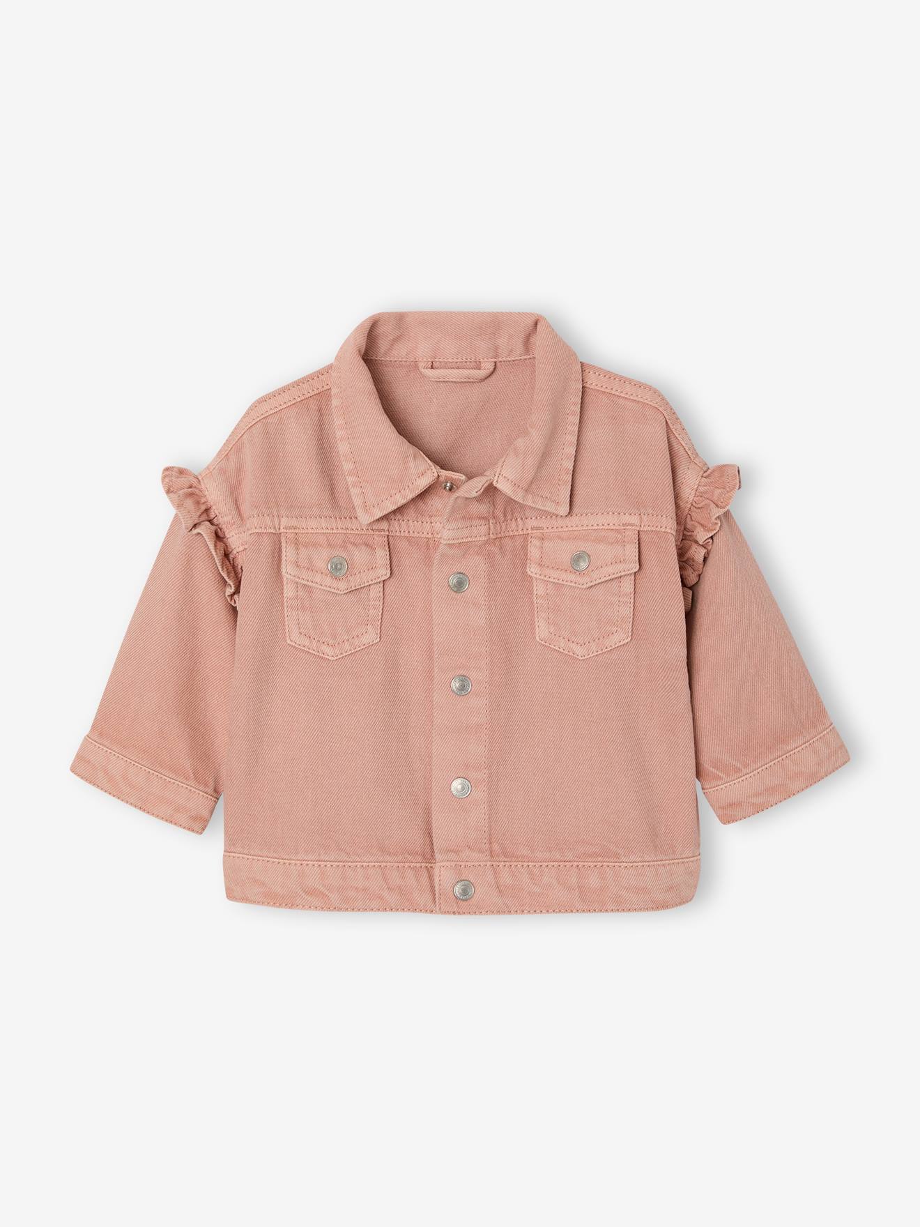 Veste bébé fille volantée rose poudré