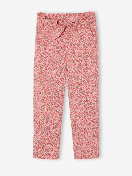 Pantalon fluide imprimé fleurs fille marine+rouge 4 - vertbaudet enfant 