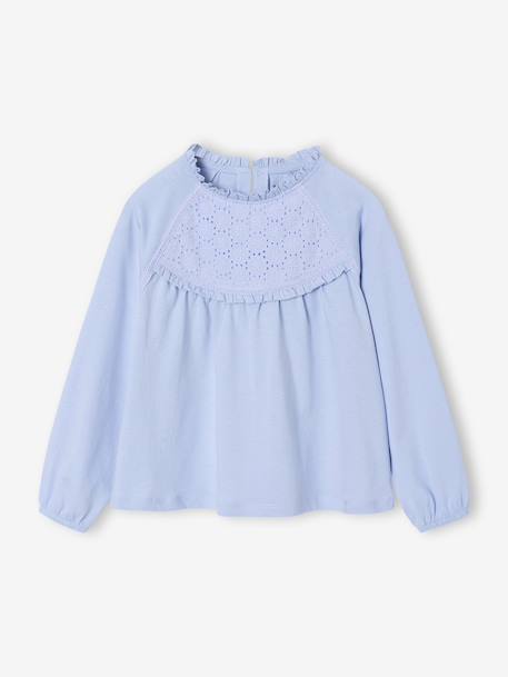 Tee-shirt blouse fille détail broderie anglaise manches longues  - vertbaudet enfant