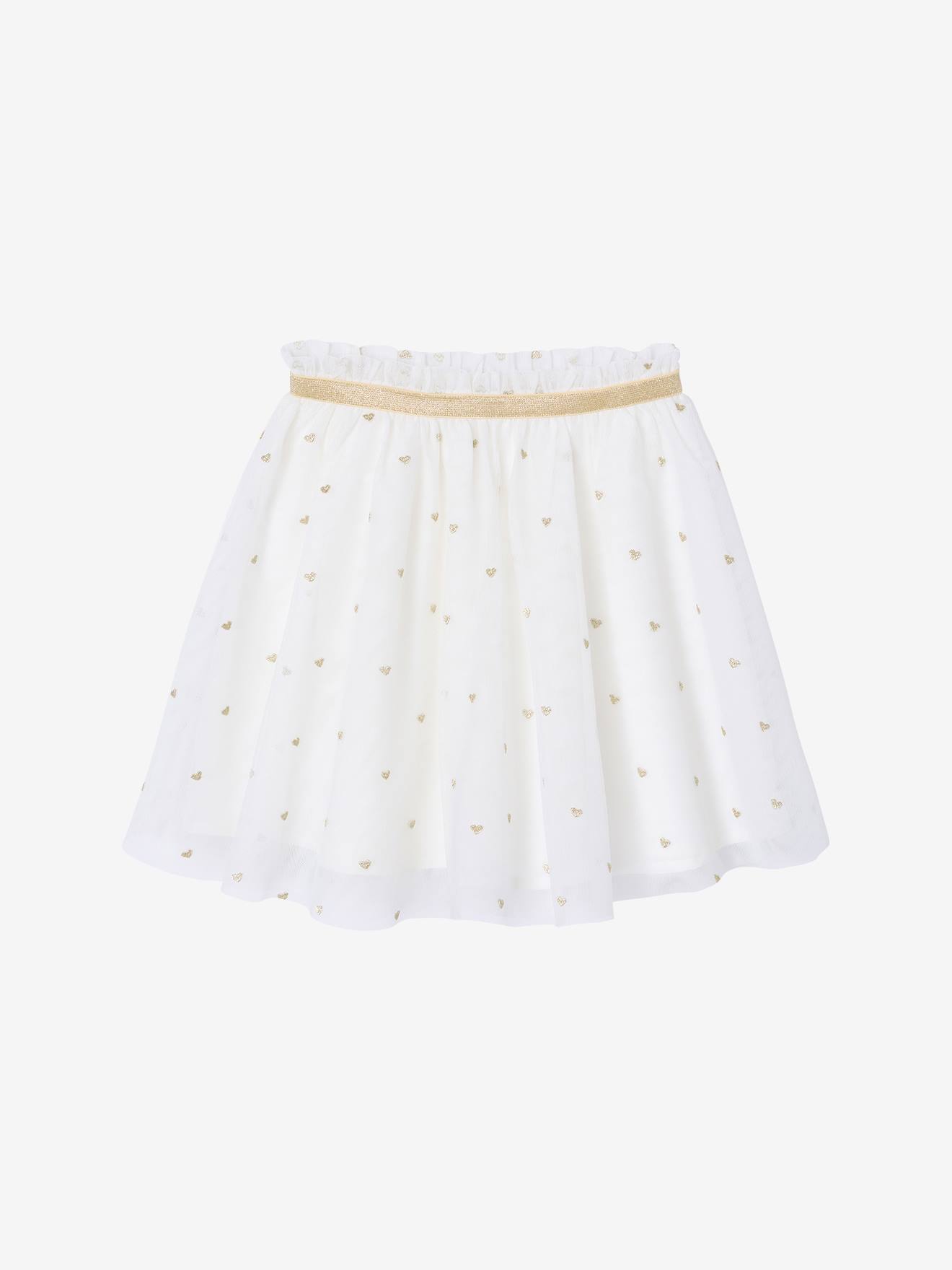 Jupe fille en tulle broderie lurex blanc