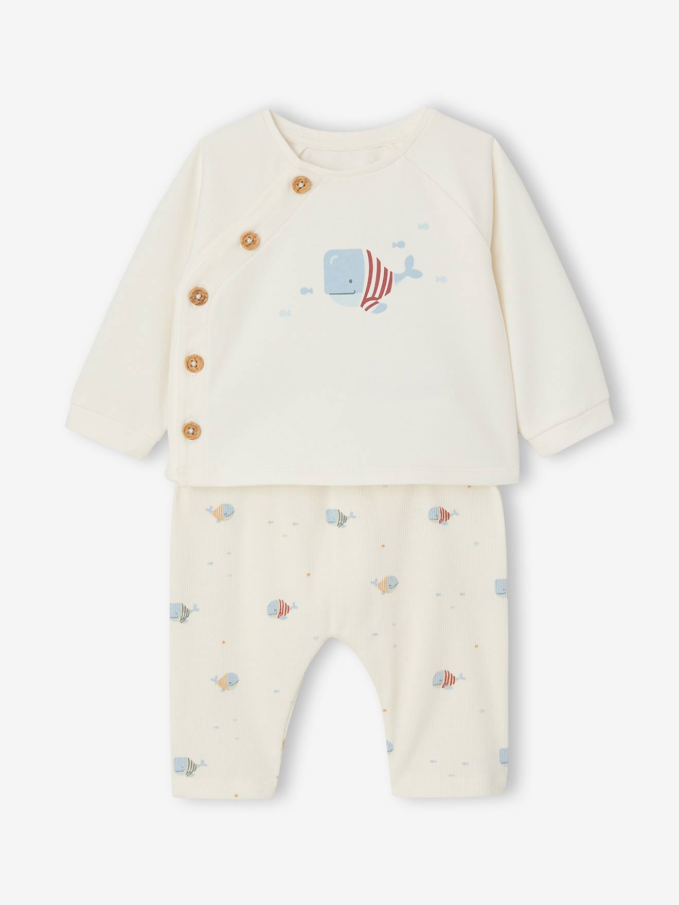 Ensemble bébé sweat et pantalon écru