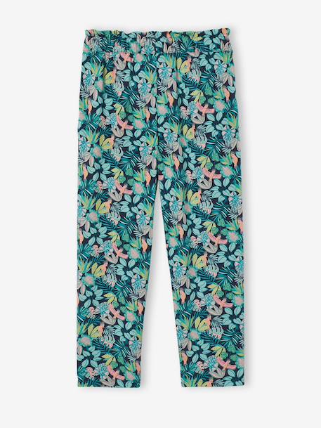 Pantalon fluide imprimé fleurs fille marine+rouge 2 - vertbaudet enfant 