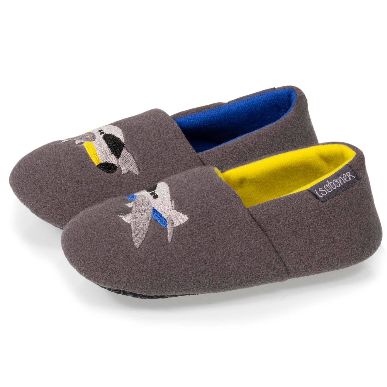 Chaussons Slippers Ultra Confortables Et Légères, Semelle À Picots Antidérapants Gris Chiné