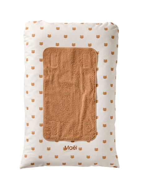 Vertbaudet - Housse matelas à langer personnalisable beige imprimé