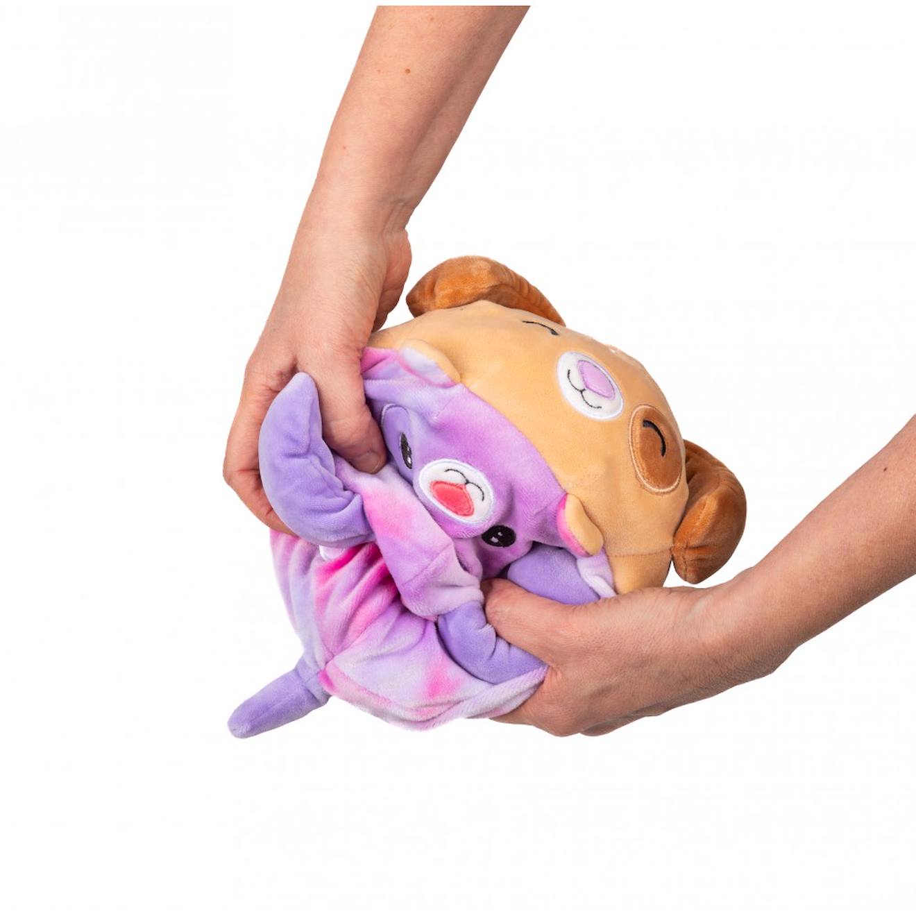 Peluche Réversible Cushablez - Paxton Puppy 22cm - Marron/ Marron/beige/rose (Pioupiou Et Merveilles) - Couverture