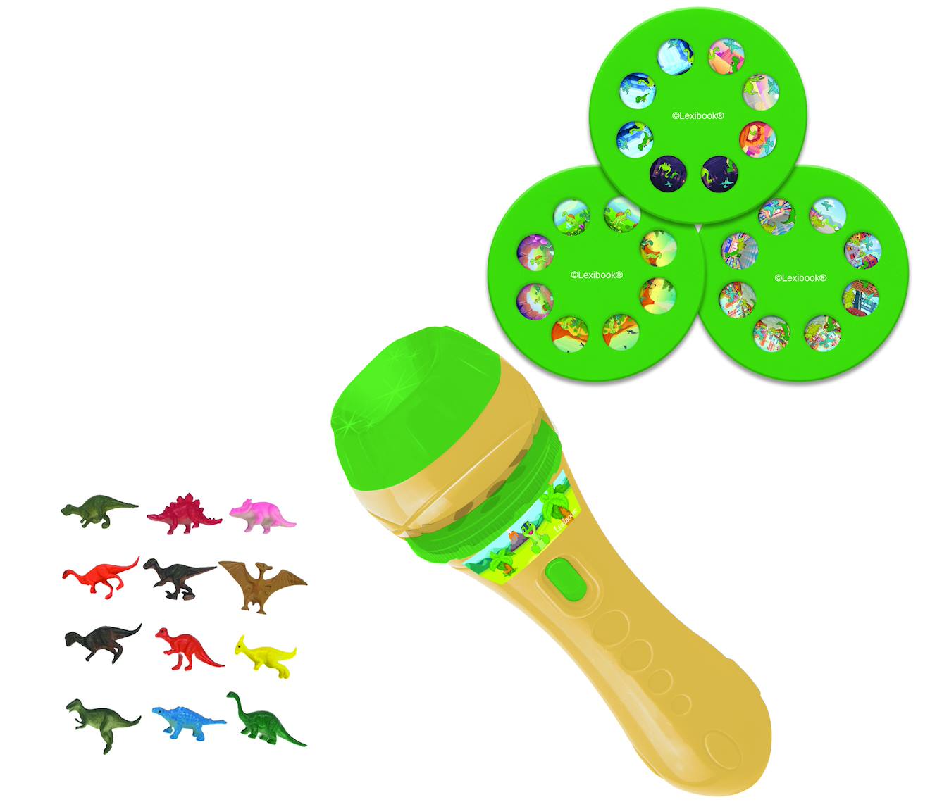 Coffret Projecteur À Histoires Et Lampe Torche Dinosaure, 12 Figurines Incluses Multicolore
