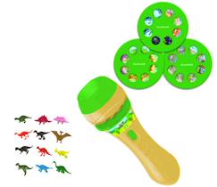 Linge de maison et décoration-Décoration-Luminaire-Coffret projecteur à histoires et lampe torche dinosaure, 12 Figurines incluses