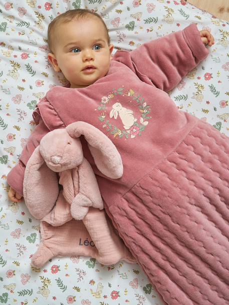 Vertbaudet - Gigoteuse hiver manches longues amovibles LAPIN ENCHANTÉ vieux rose