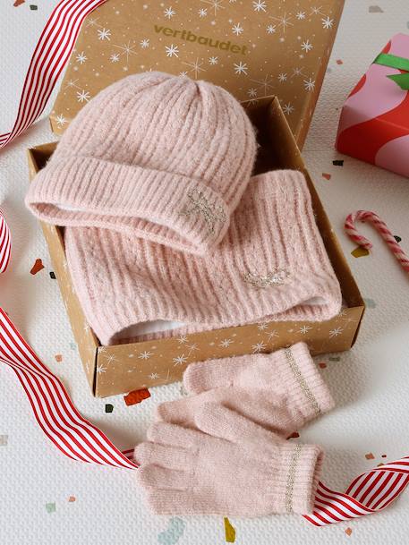 Coffret Noël fille bonnet + snood + moufles/gants   - vertbaudet enfant