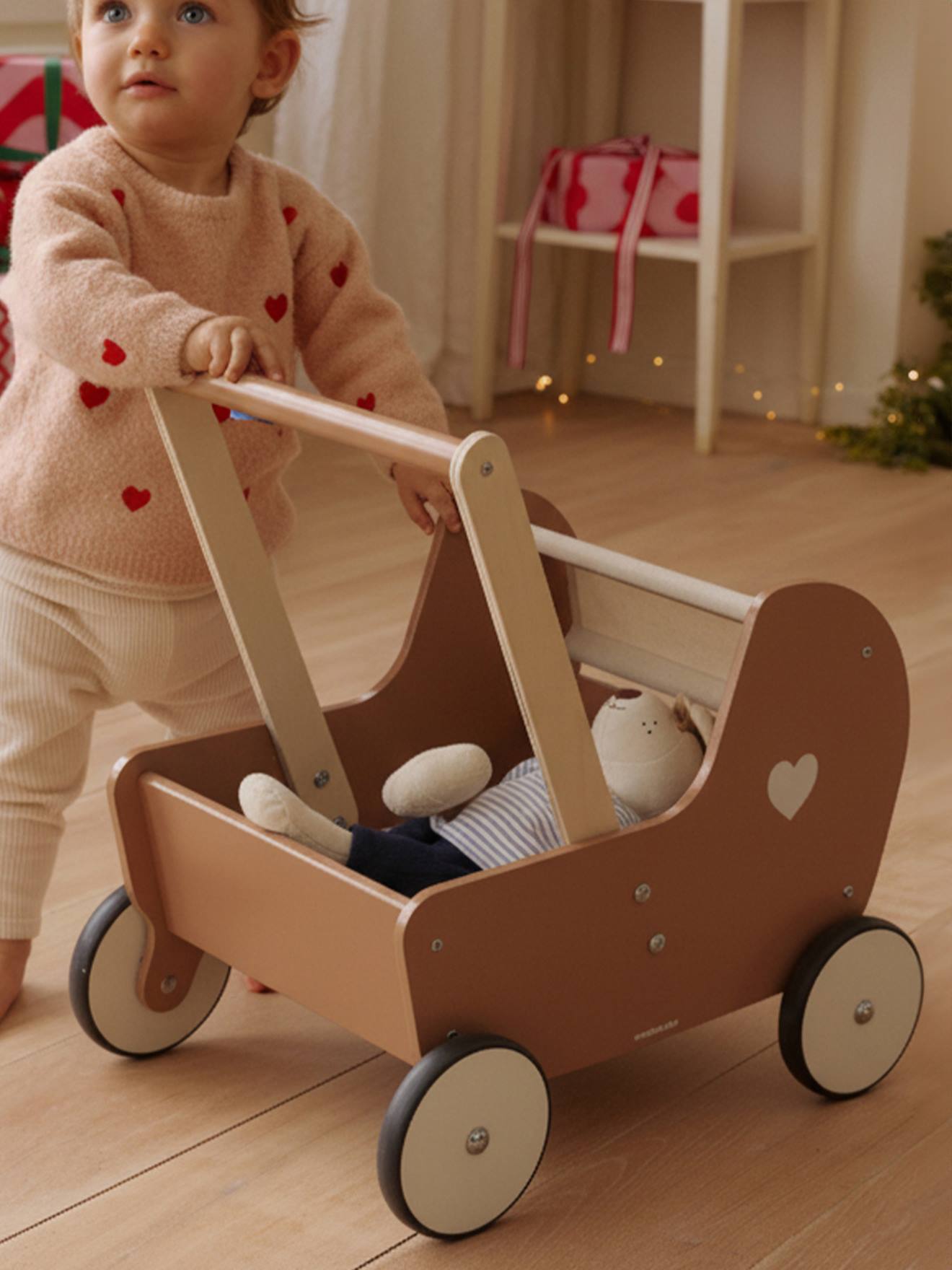 Chariot de marche landau en bois FSC® caramel