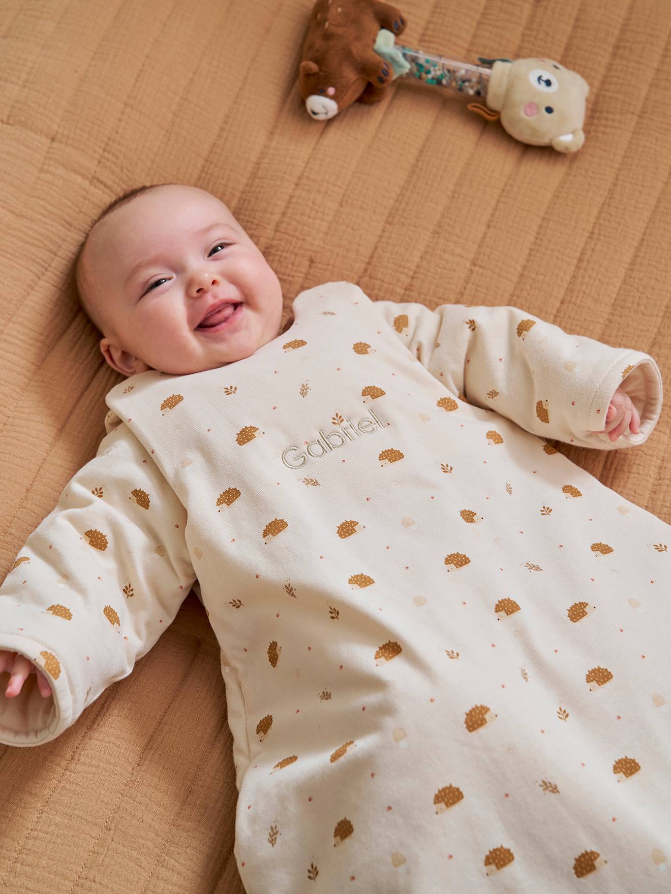 Gigoteuse hiver Hérisson Manches Amovibles beige imprimé