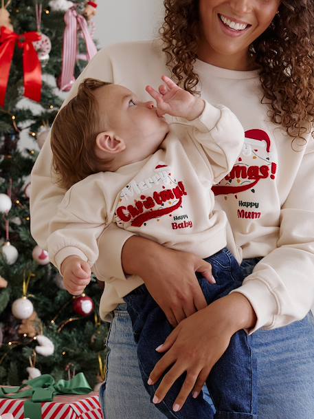 Sweat bébé Noël capsule famille vanille 1 - vertbaudet enfant 