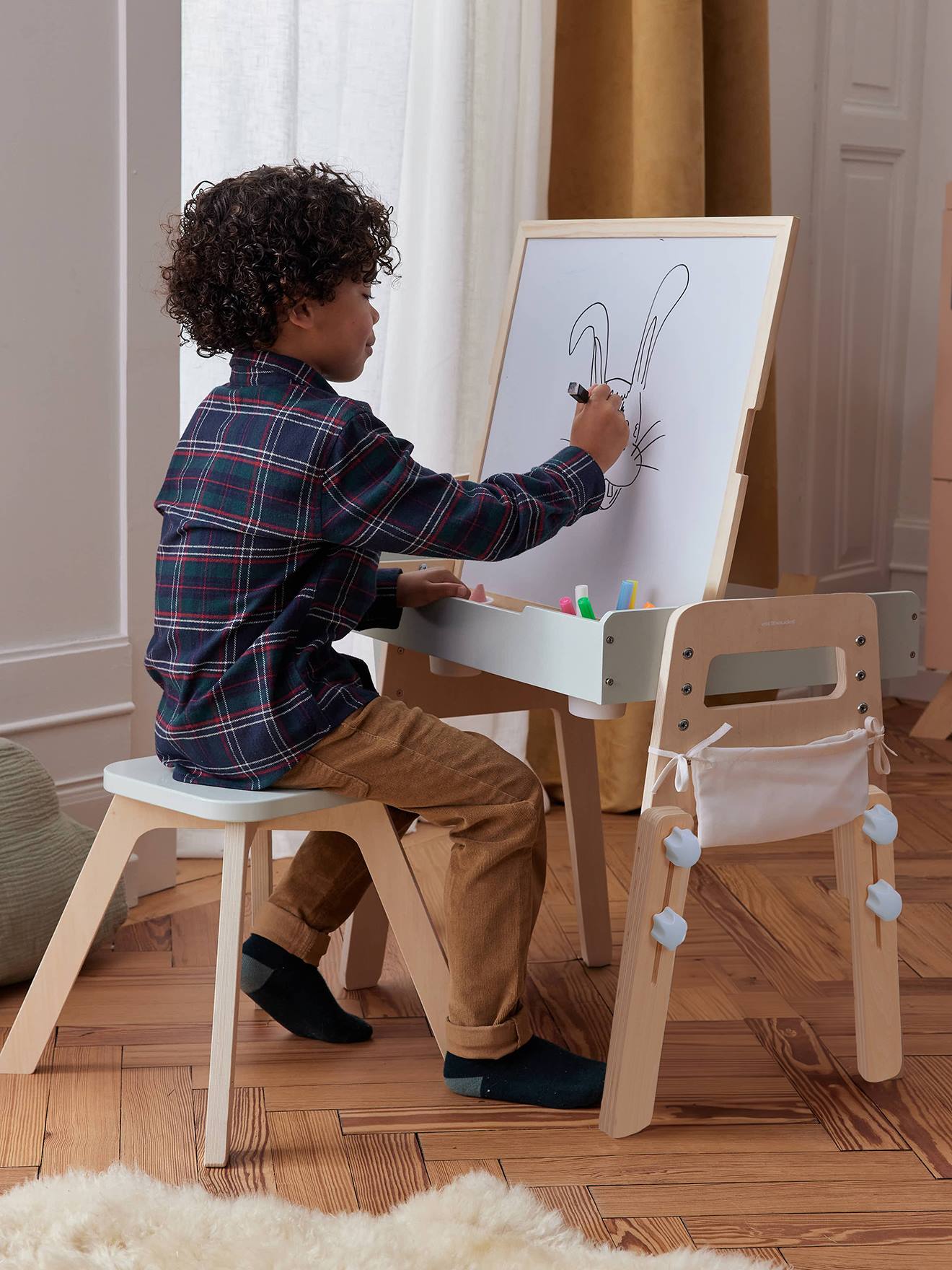 Tableau 5 en 1 en bois FSC® blanc