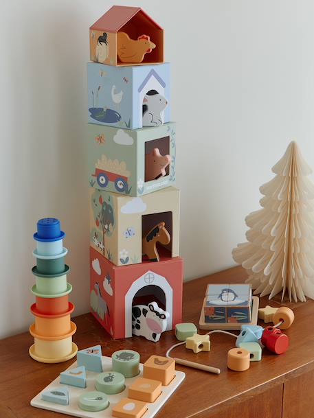 Vertbaudet - Coffret 5 jouets d’éveil bois FSC® multicolore