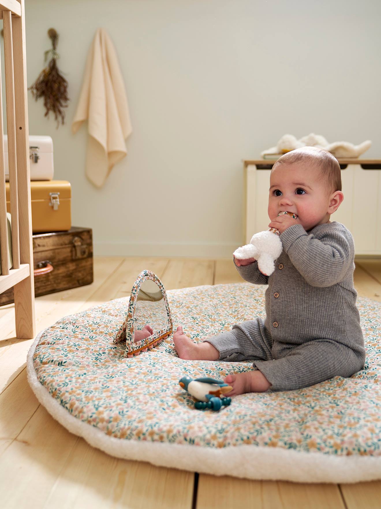 Tapis d'éveil réversible RETRO FLOWER jaune