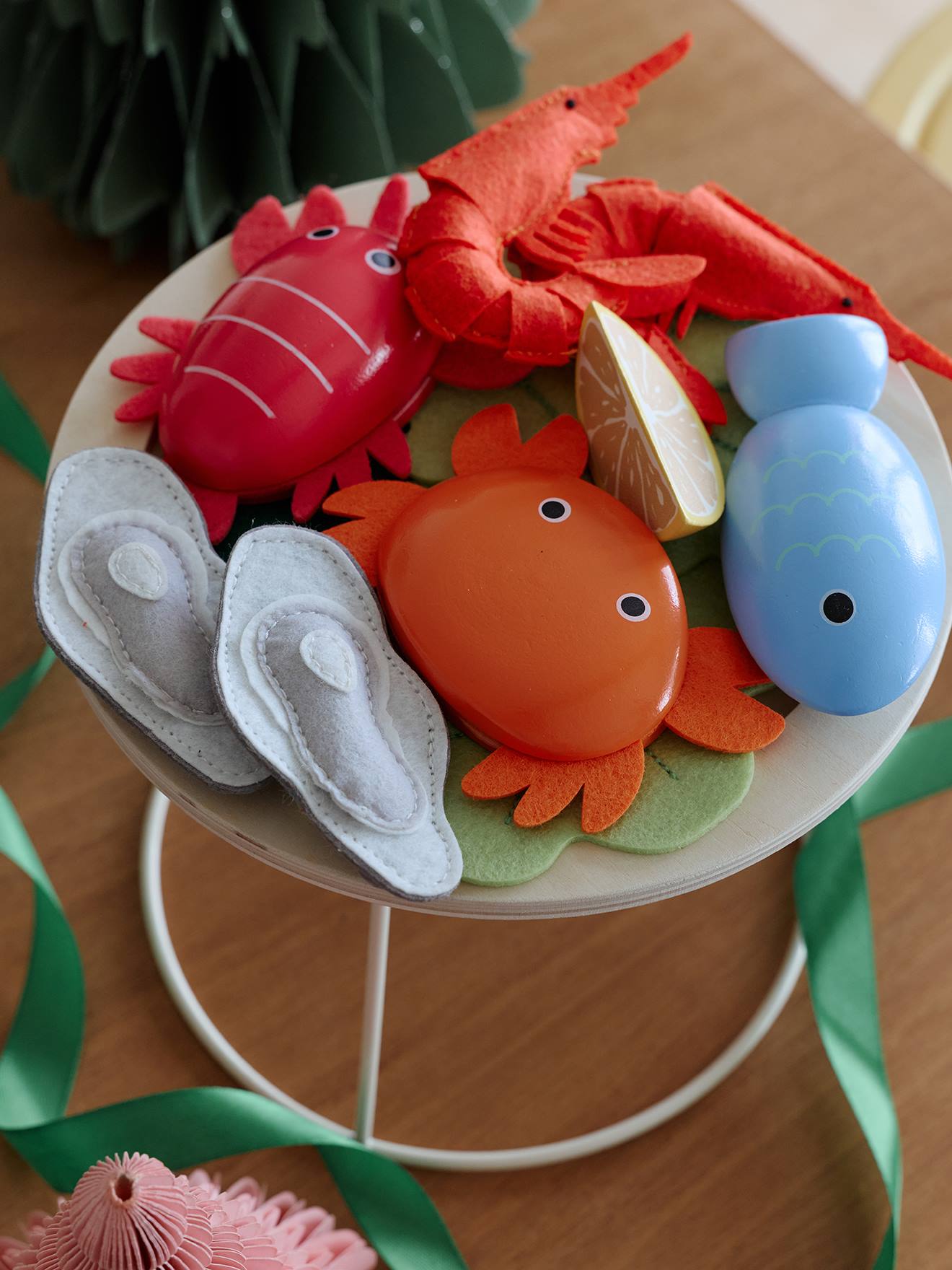 Plateau fruits de mer en bois FSC® bleu