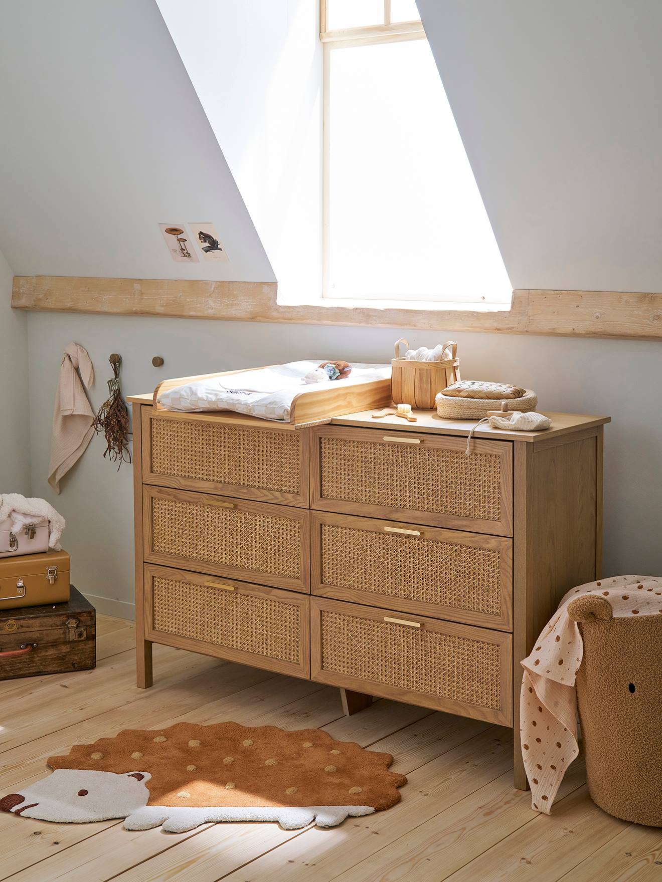 Commode double cannage ELLA avec 6 tiroirs, profondeur 42cm bois (Vertbaudet) - Image 1