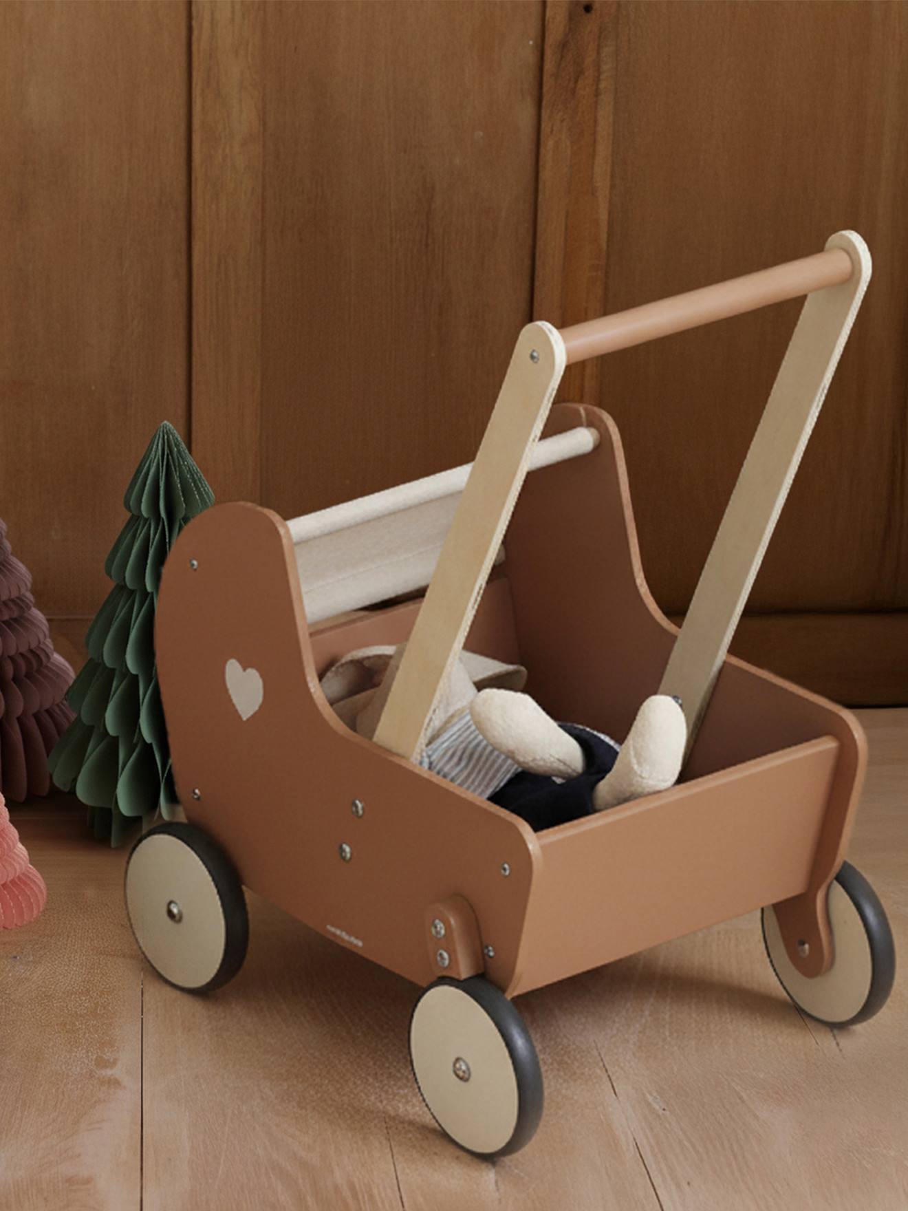 Chariot de marche landau en bois FSC® caramel (Vertbaudet) - Image 1