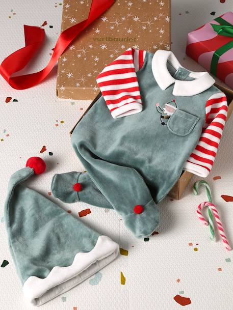 Bébé-Pyjama bébé mixte + bonnet Joyeux Lutin coffret cadeau Noël
