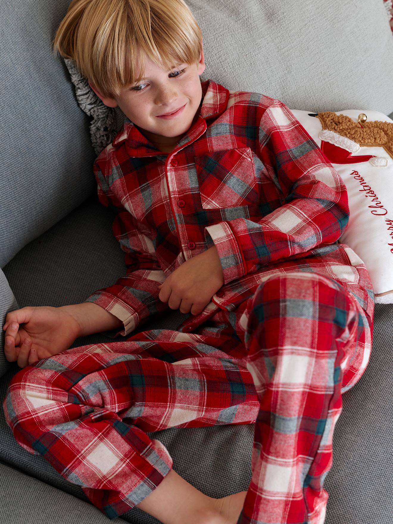 Pyjama mixte Noël flanelle capsule famille rouge
