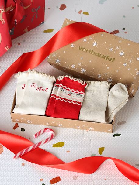 Coffret 3 paires de chaussettes Noël fille   - vertbaudet enfant