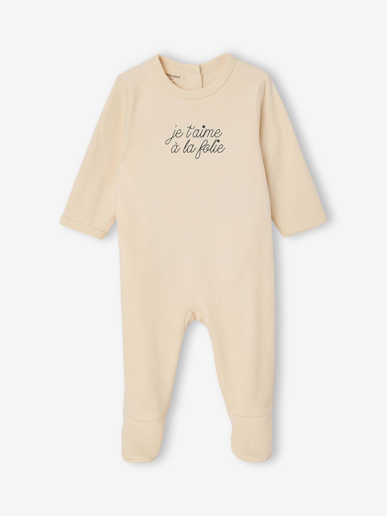 Lot 3 pyjamas bébé en coton bio beige (Vertbaudet) - Image 1