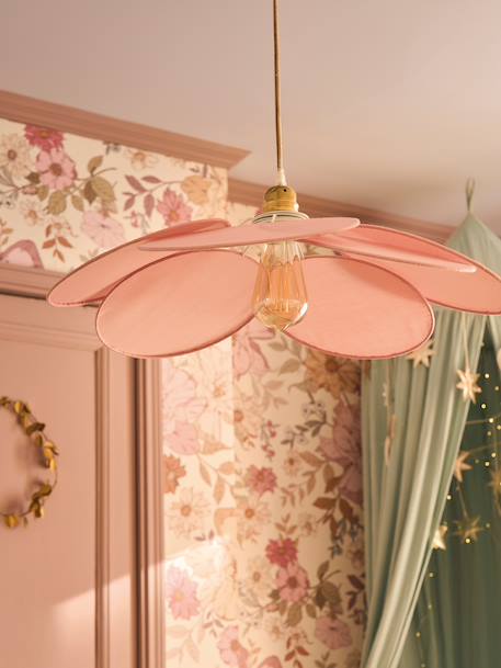 Vertbaudet - Abat-jour pour suspension en tissu Pétales rose pâle