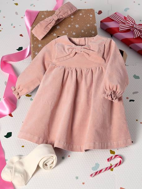Bébé-Ensemble bébé fille robe bandeau collants coffret cadeau Noël
