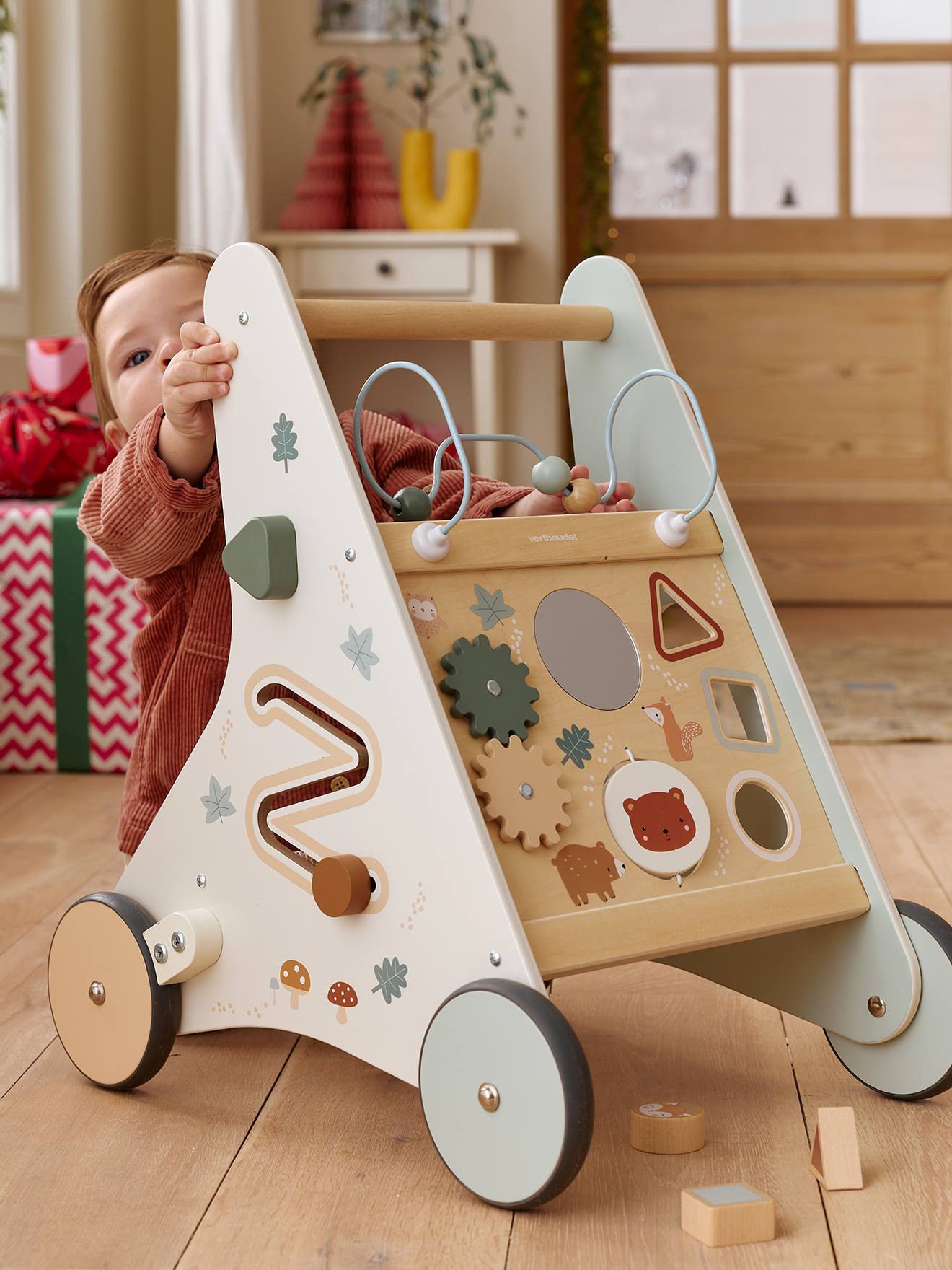 Chariot de marche avec freins en bois FSC® green forest (Vertbaudet) - Couverture