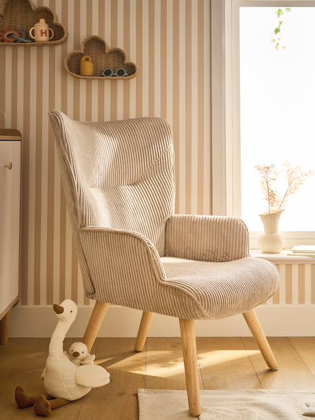 Vertbaudet - Fauteuil d'allaitement fixe en velours côtelé moka