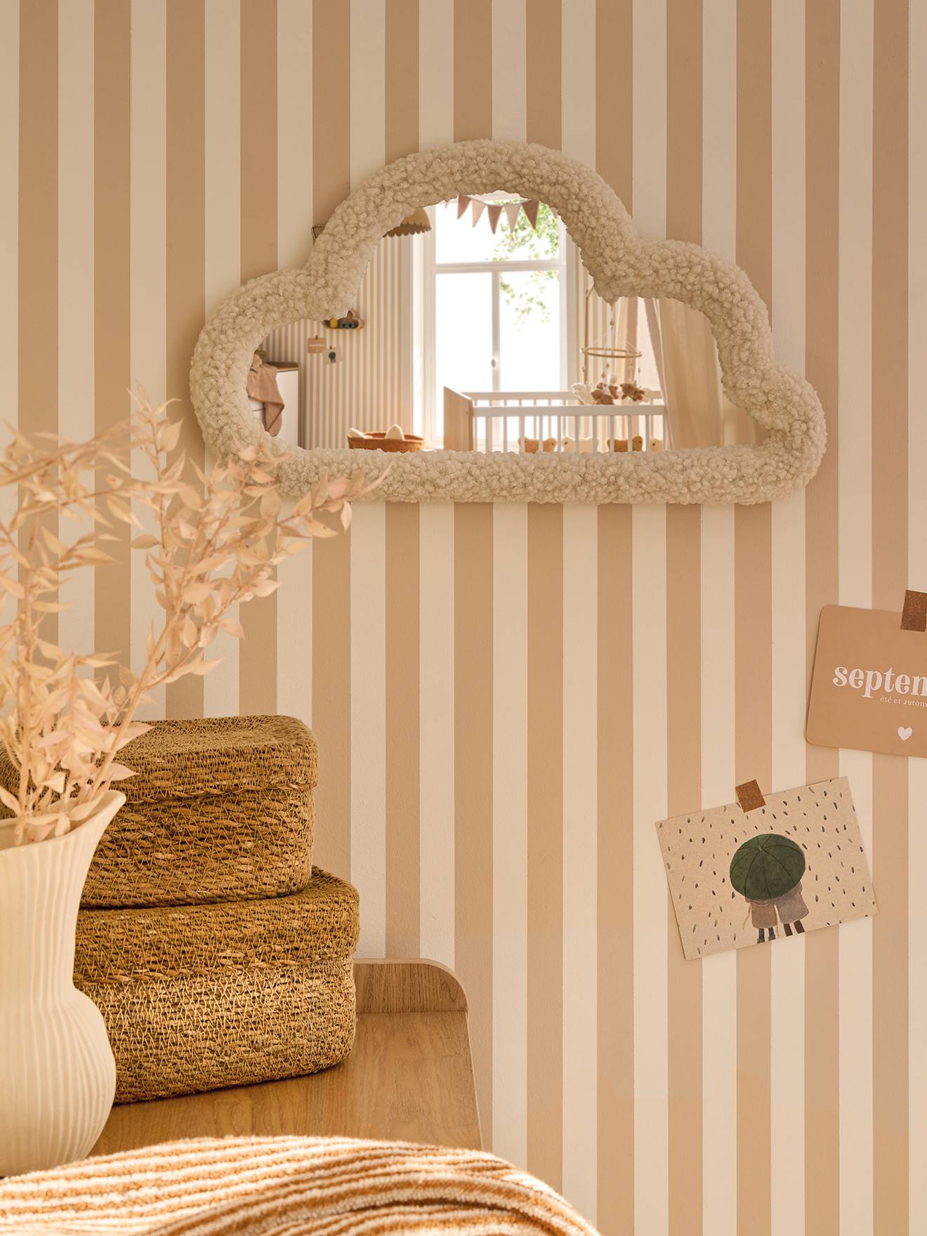 Miroir Nuage en sherpa beige