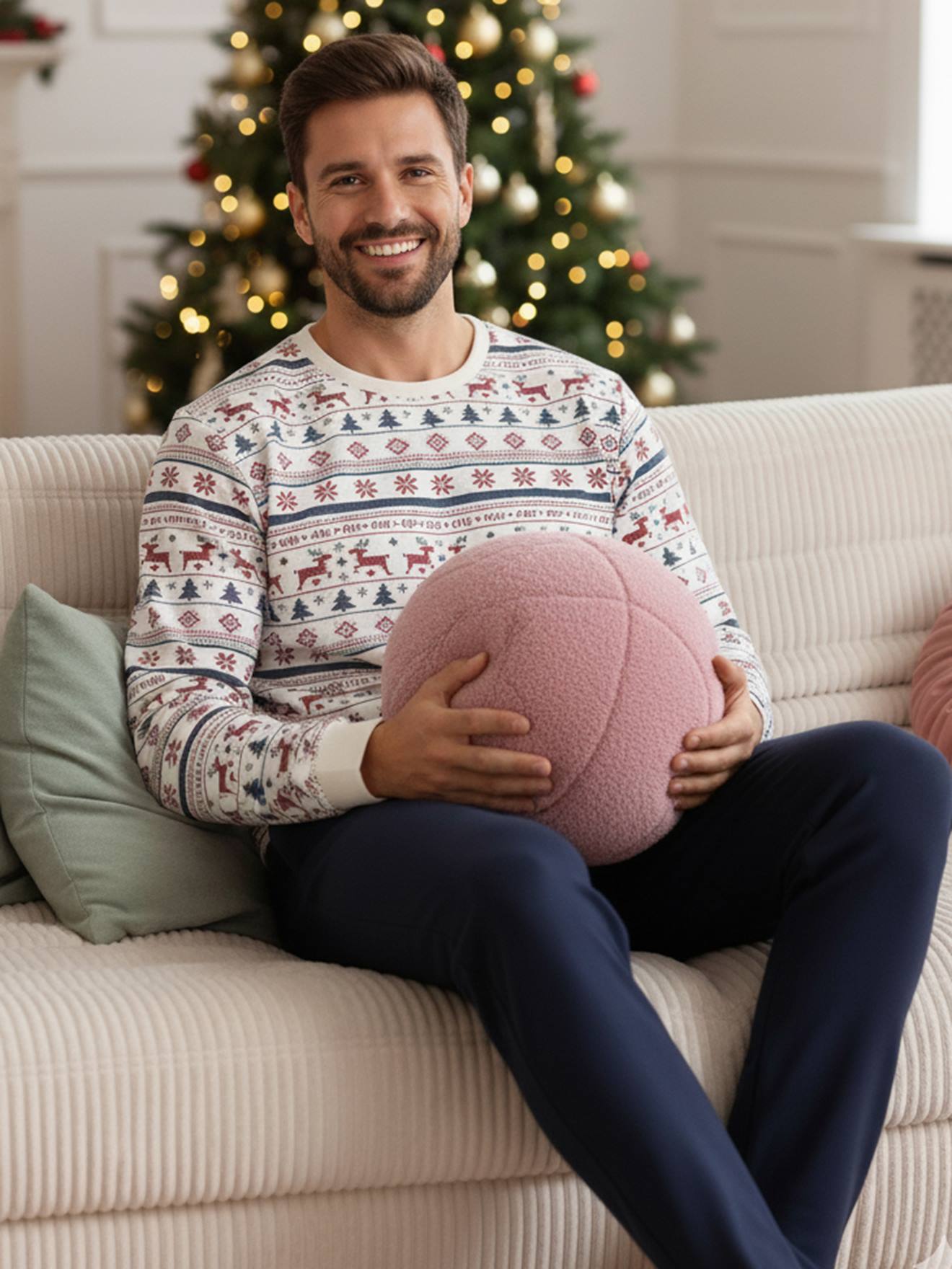 Pyjama 2 pièces homme famille Noël bleu nuit