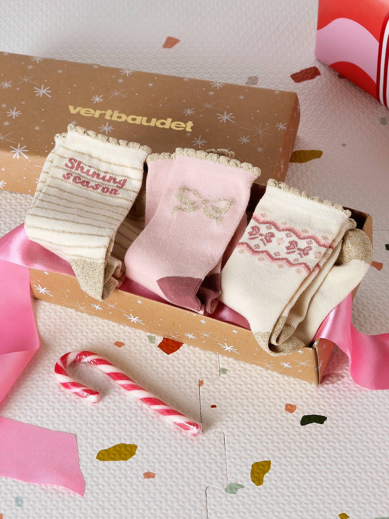 Coffret 3 paires de chaussettes Noël fille assorties