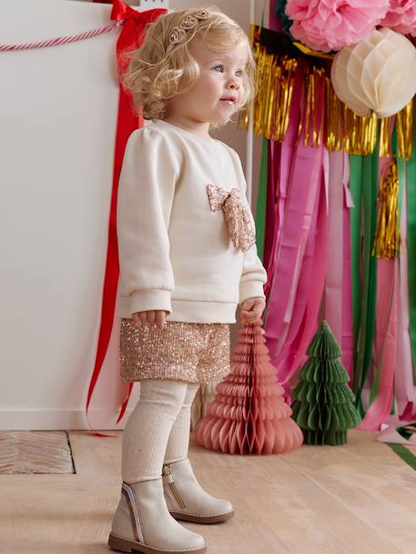 Bébé-Ensemble bébé fille noël sweat short à sequins