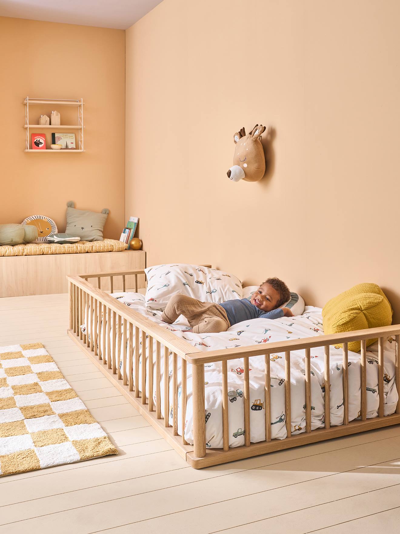 Lit enfant évolutif en bois massif Mikado bois (Vertbaudet) - Image 1