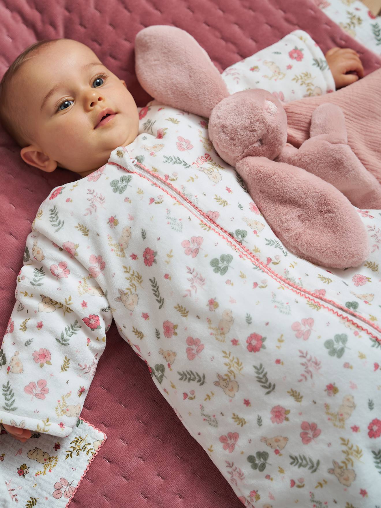 Gigoteuse hiver manches longues amovibles LAPIN ENCHANTÉ blanc imprimé