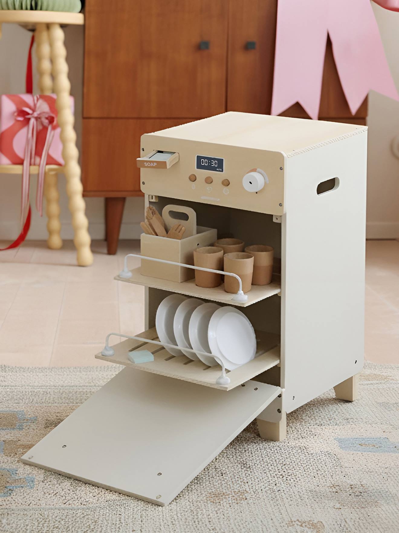 Lave-vaisselle en bois FSC® blanc