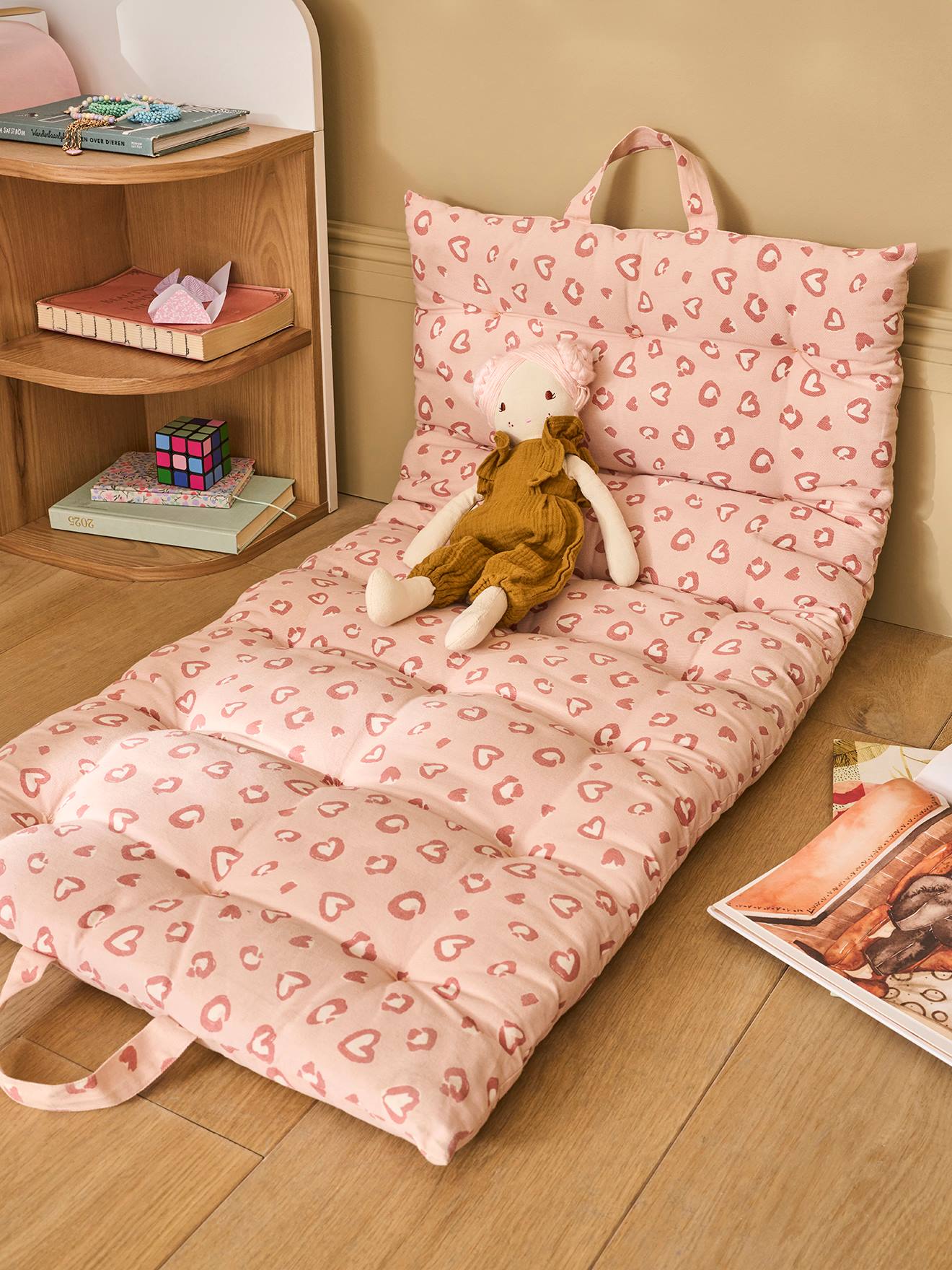 Matelas de sol imprimé léopard avec poignées rose