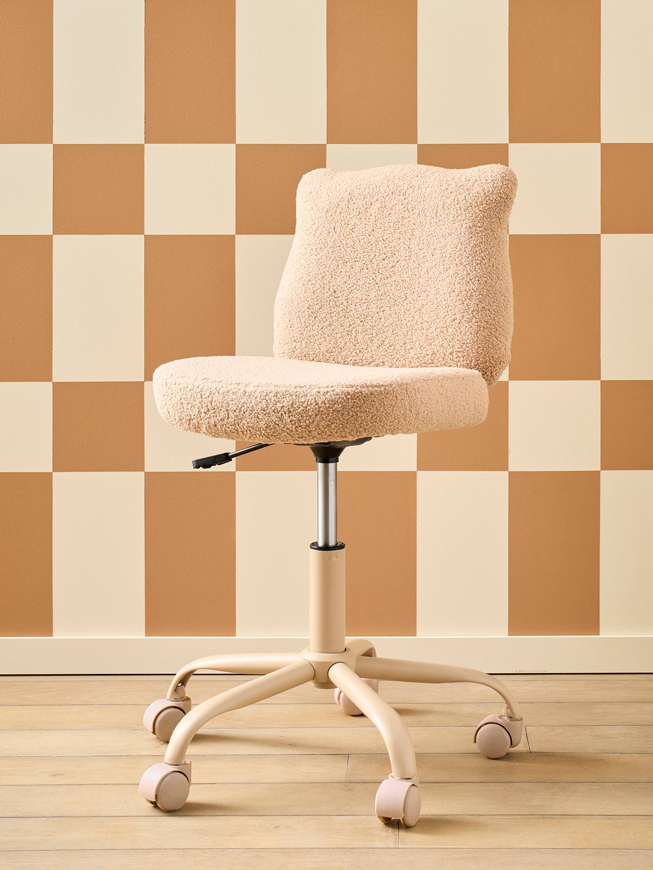 Chaise à roulettes enfant en sherpa Ourson beige