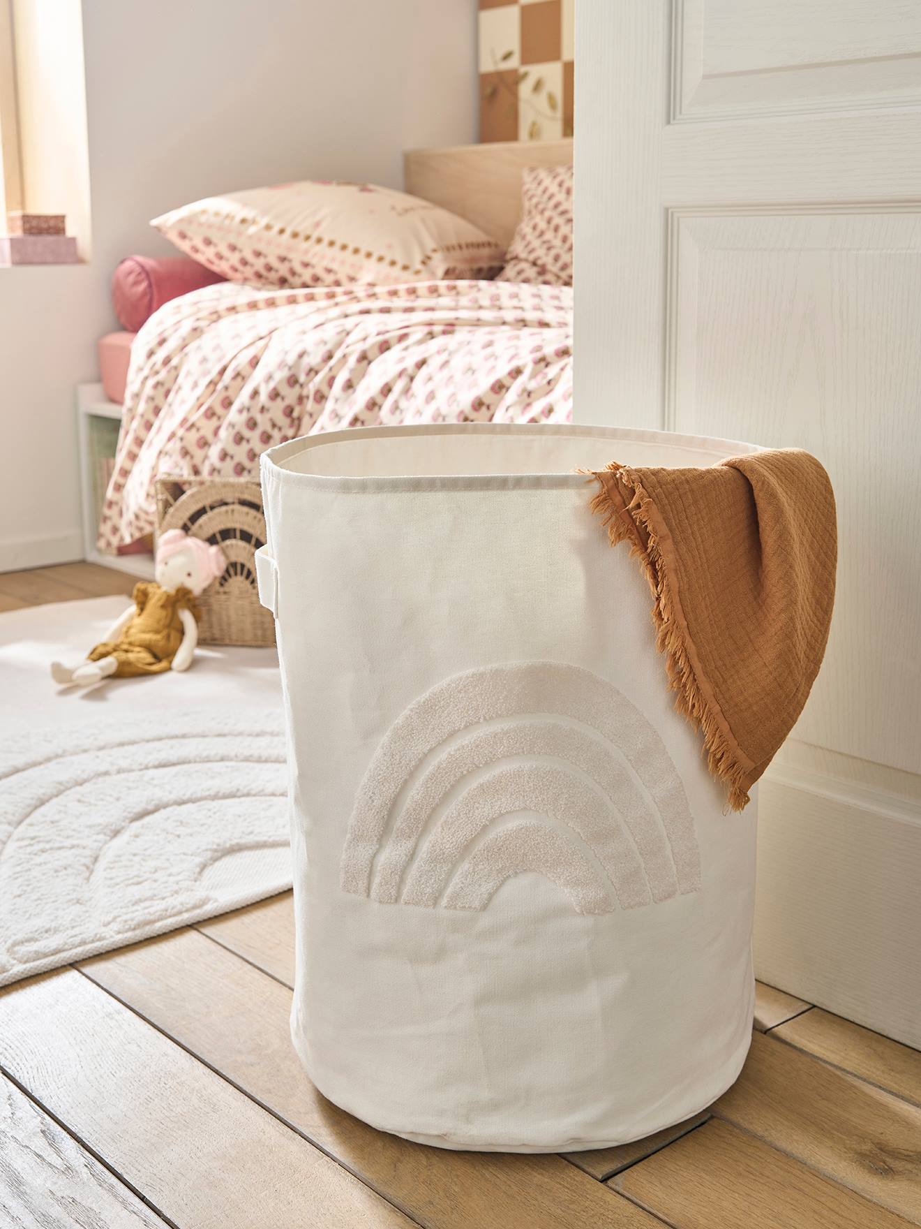 Panier de rangement XL Arc-en-ciel écru