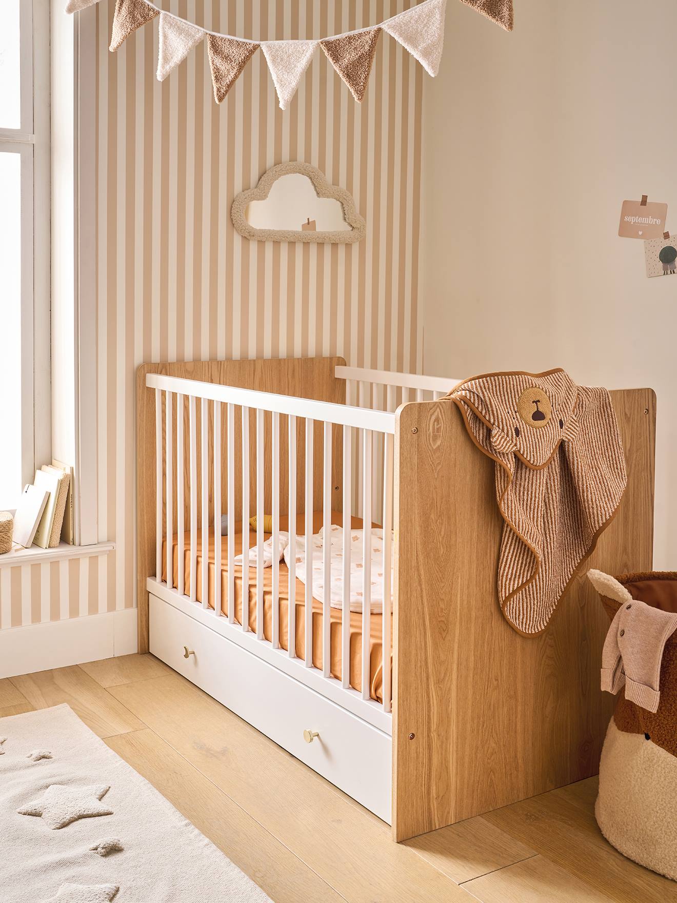 Lit bébé évolutif 60x120cm MOONLIGHT blanc